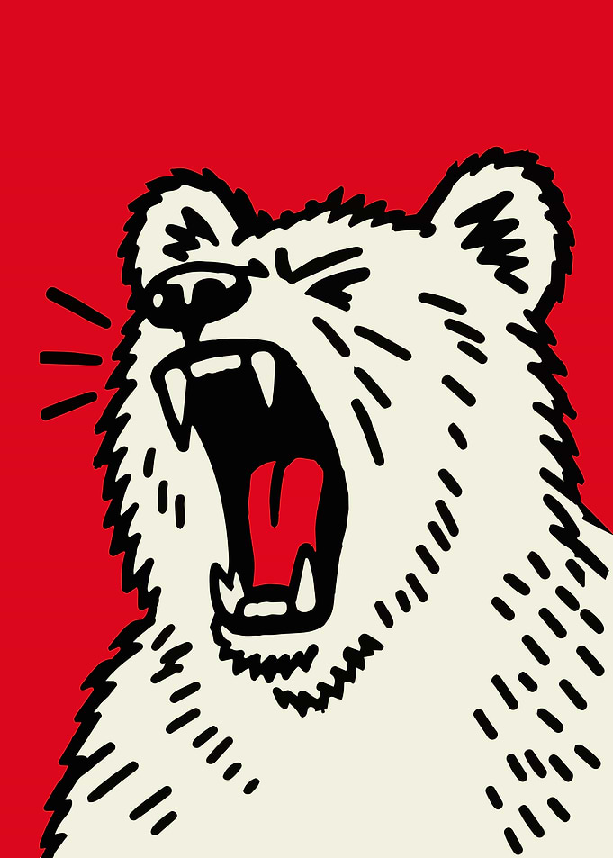 Roaring Polar Bear Pop Art