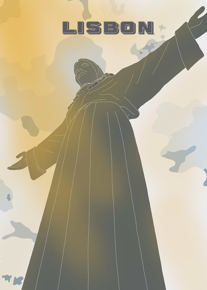 Lisbon Christ the King Statue Poster