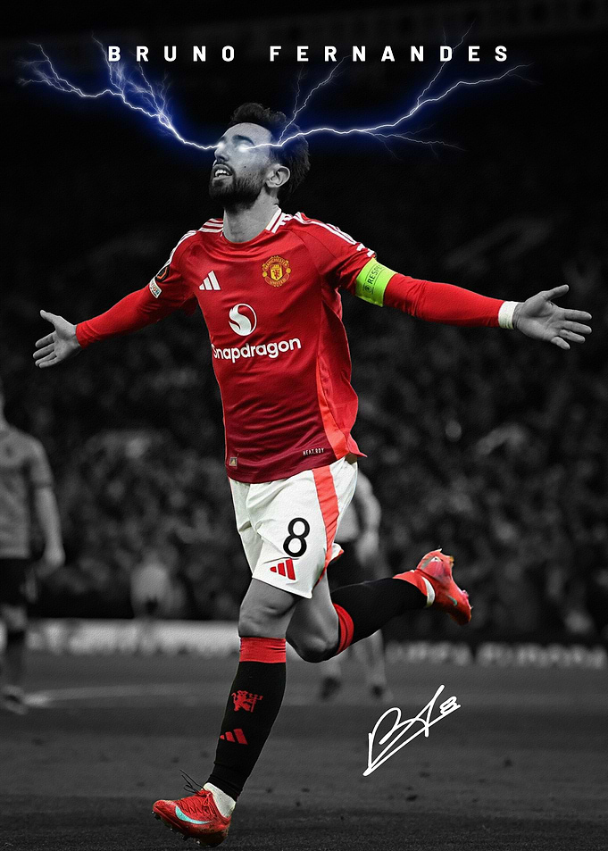 Bruno Fernandes Lightning Poster