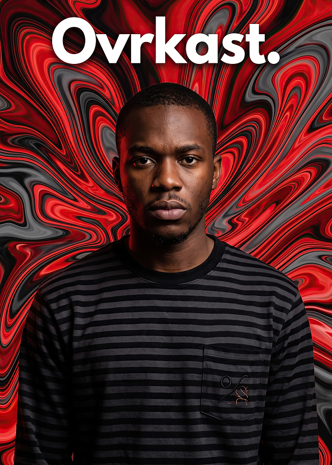 Ovrkast Portrait with Red Swirl Background