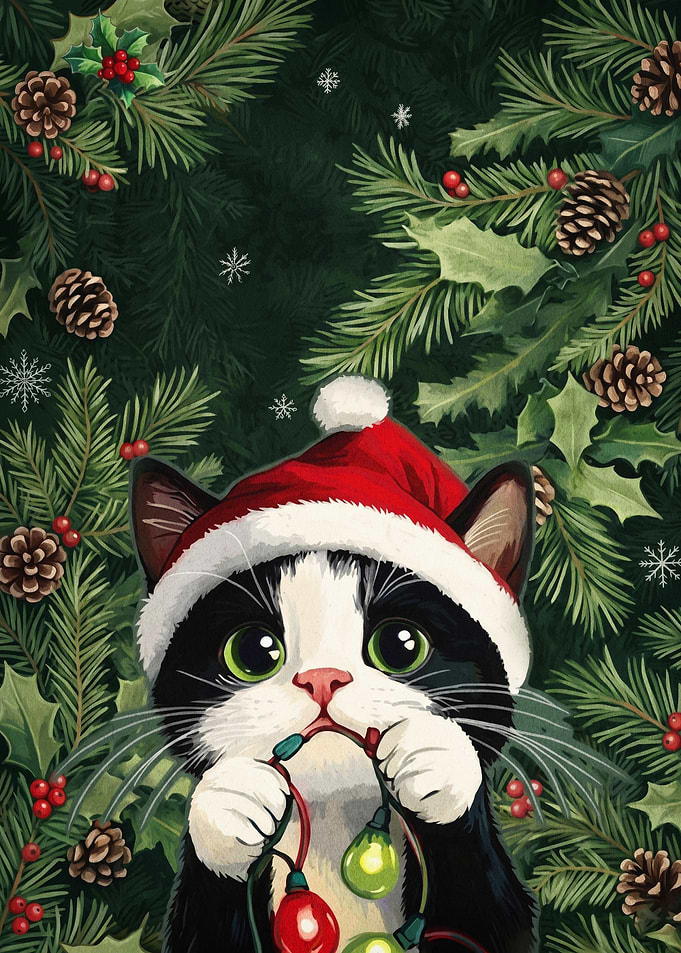 Christmas Cat Santa Cute Poster