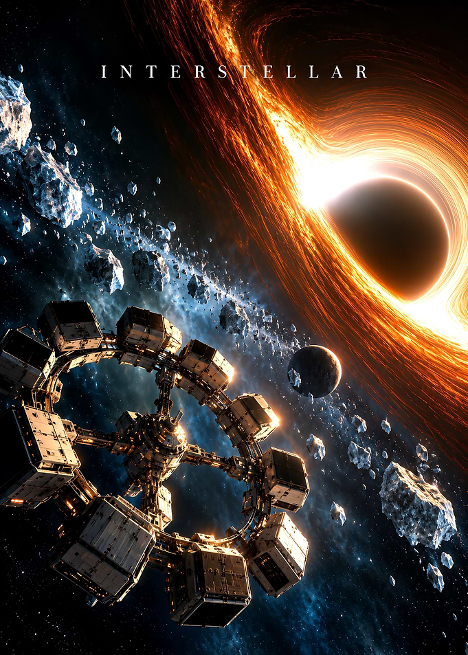 Interstellar Movie Poster with Black Hole