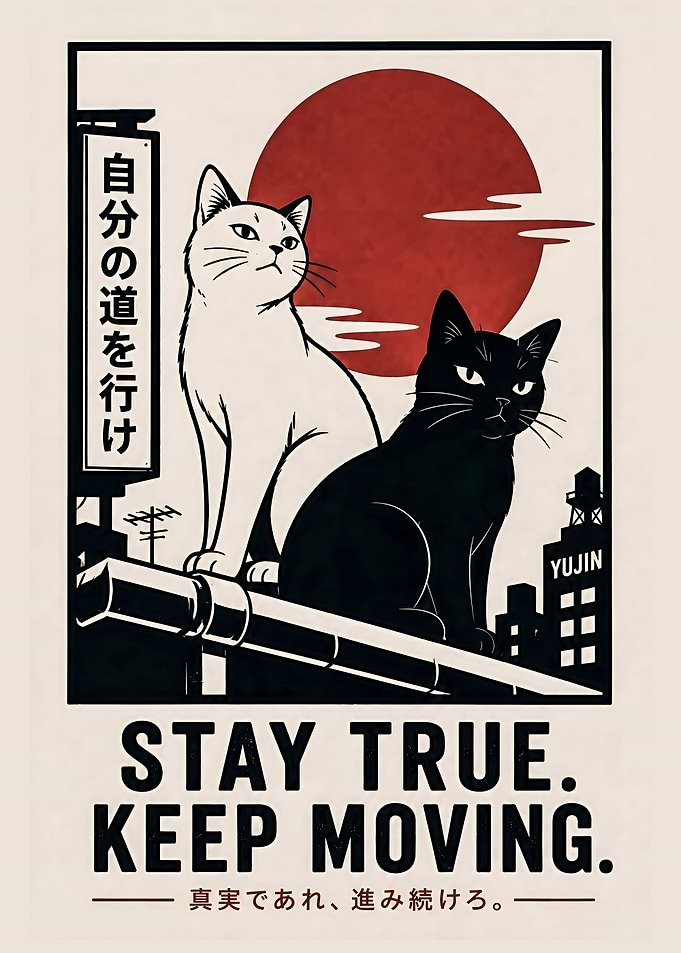 Stay True Keep Moving Cat Poster