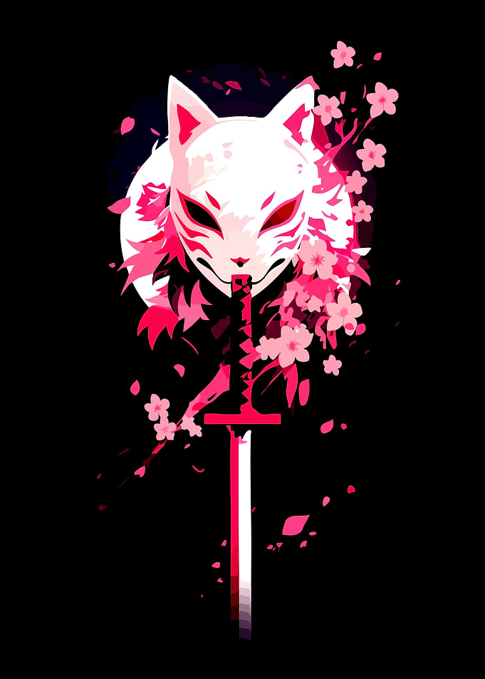 Mask and Katana Illustration