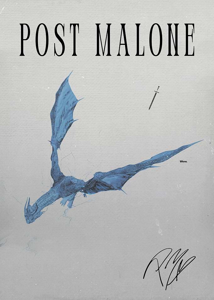 Post Malone Dragon Minimalist Poster