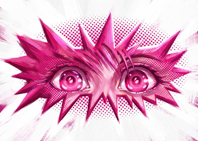Vibrant Pink Anime Eyes Illustration