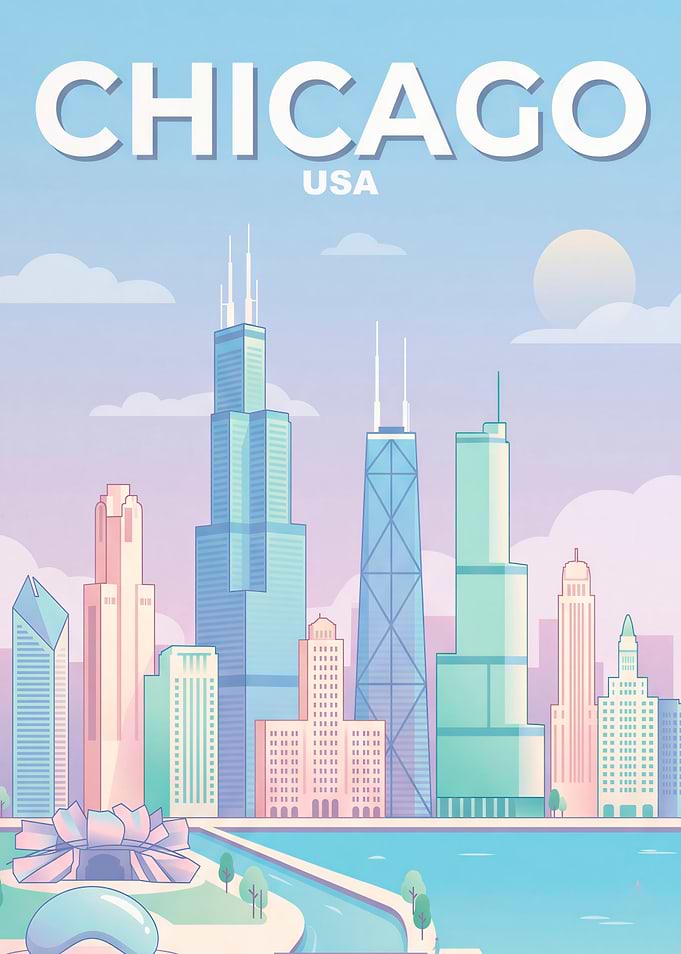 Chicago Skyline Travel Poster