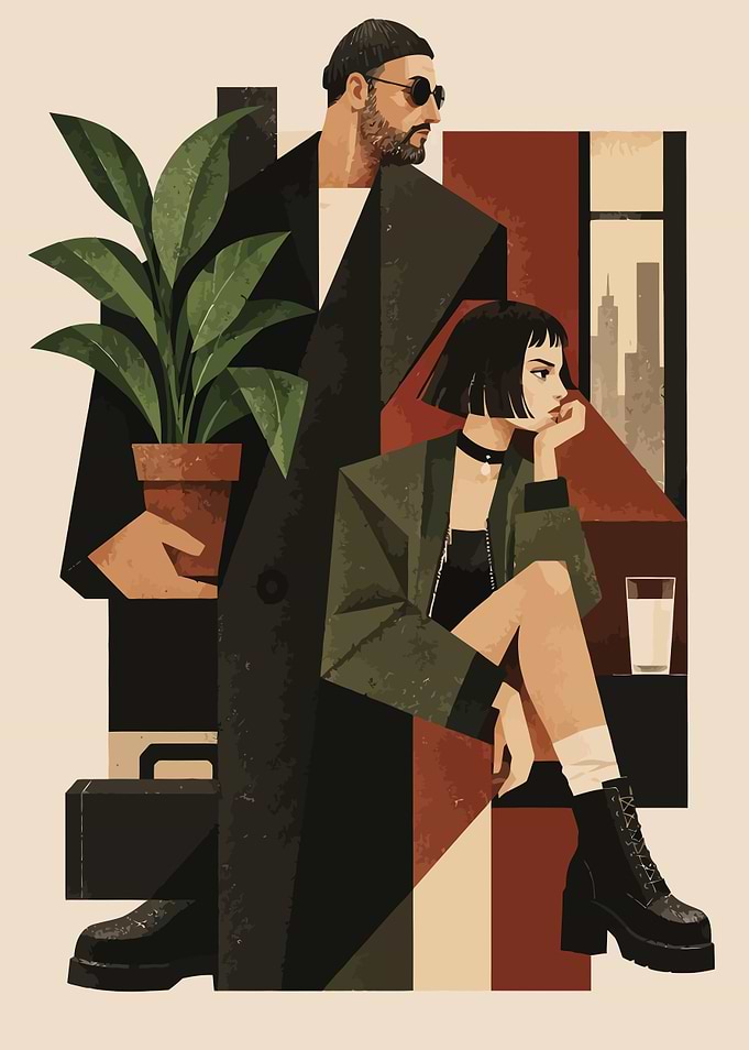 Leon and Mathilda Minimalist Illustration