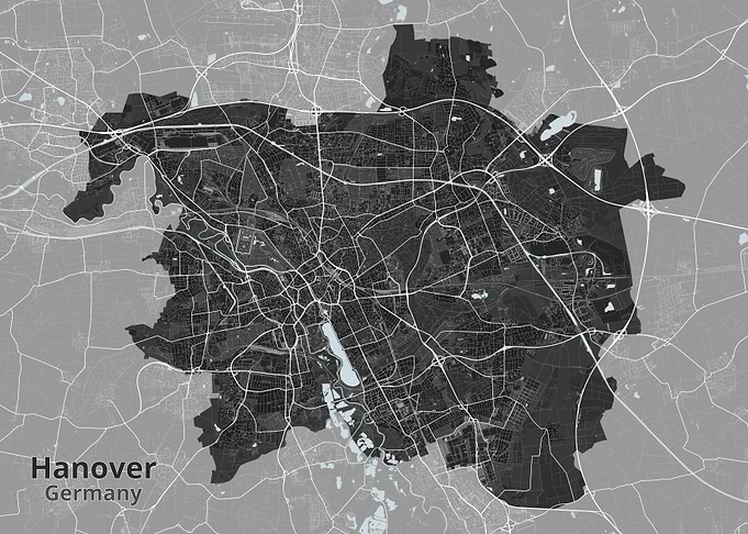 Minimalist Map of Hanover Germany