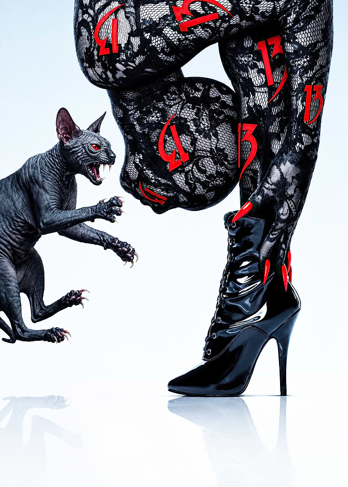 Gothic Fashion with Sphynx Cat