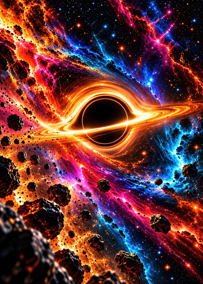 Vibrant Cosmic Black Hole Scene