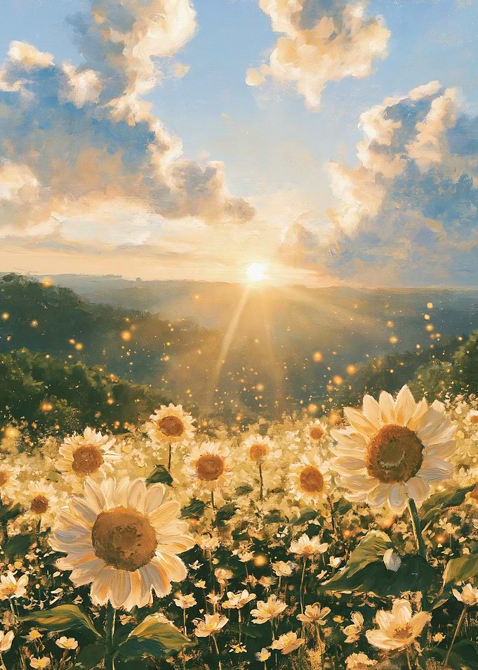 Golden Sunflower Field at Sunset