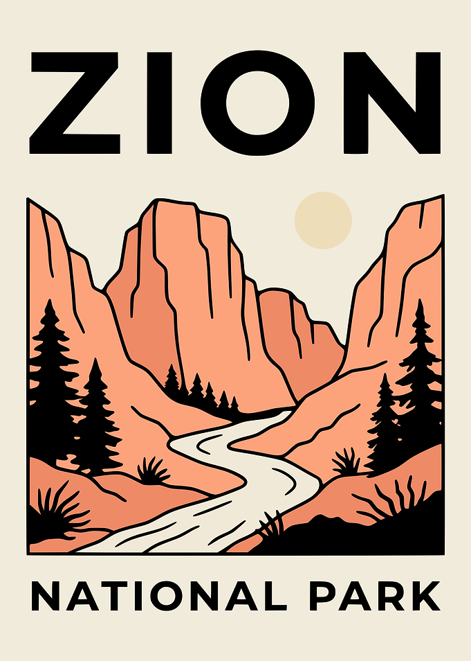 Zion National Park Minimalist Poster