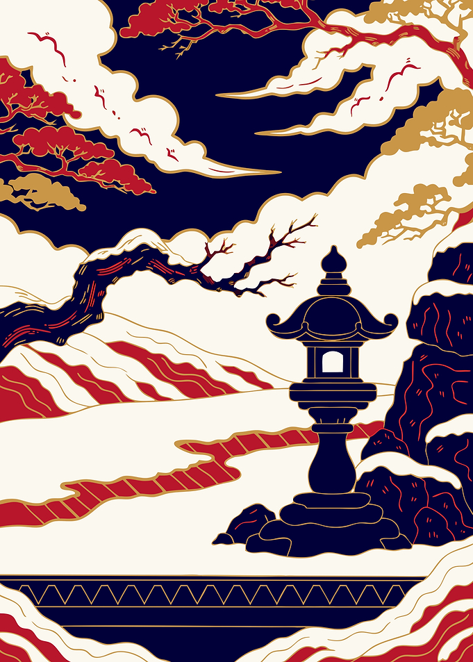 Winter Temple Garden Lantern