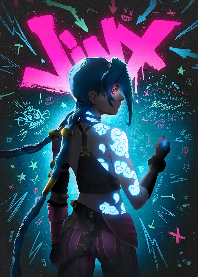 Arcane - Jinx in Neon Graffiti Glow