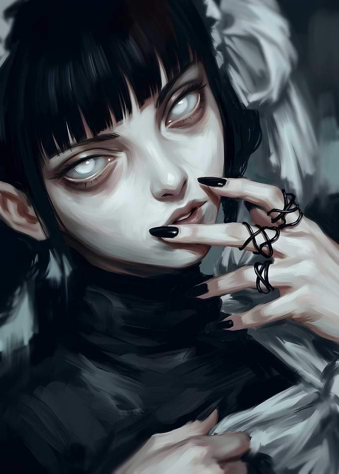 Gothic Portrait of Pale Girl