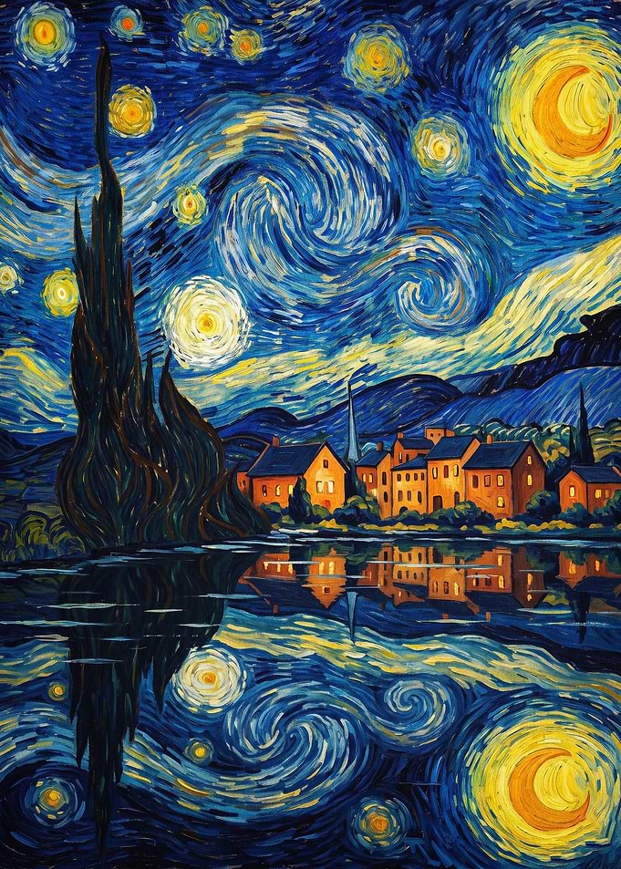 Starry Night Reflection Art