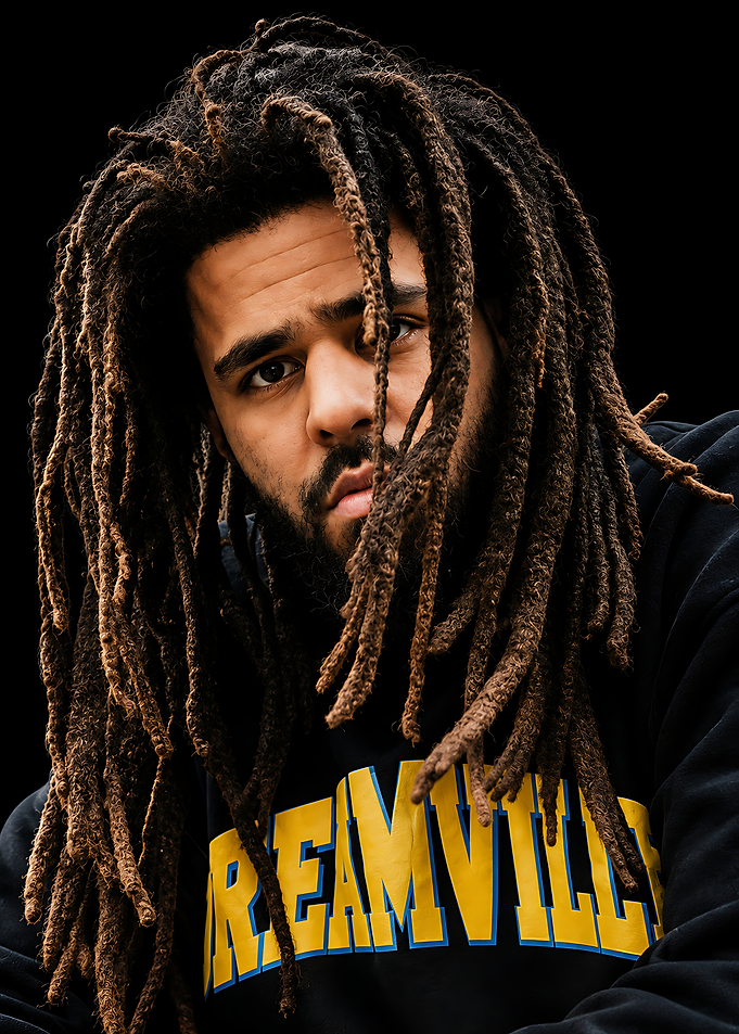 J. Cole Portrait with Dreamville Hoodie