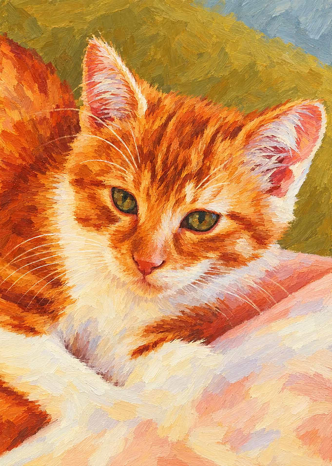 Oil Painting of Ginger Tabby Cat
