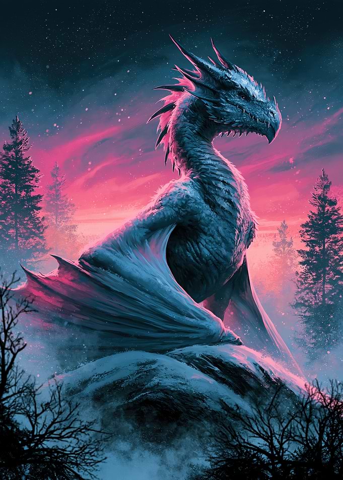 Majestic Dragon in Neon Twilight