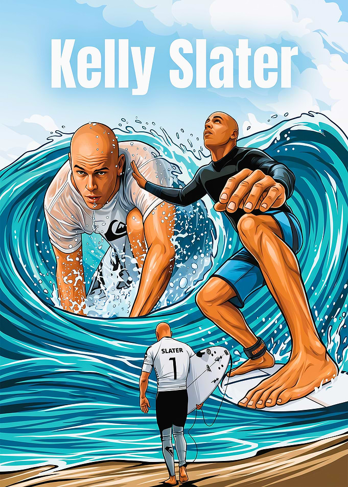 Kelly Slater Surfing Illustration