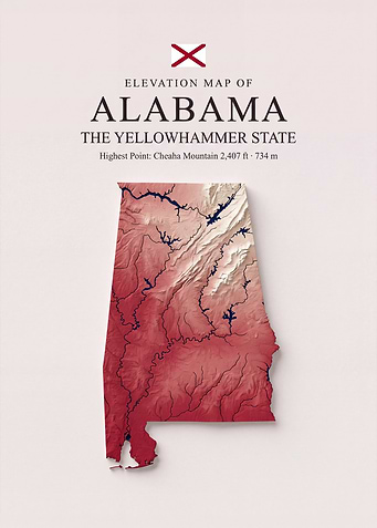 Elevation Map of Alabama
