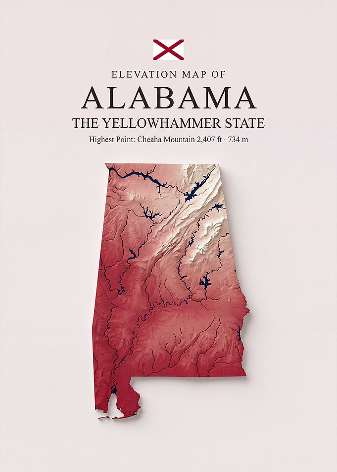 Elevation Map of Alabama