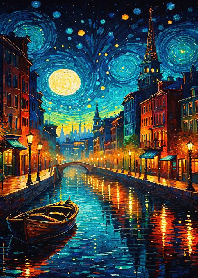 Starry Night Canal City Art