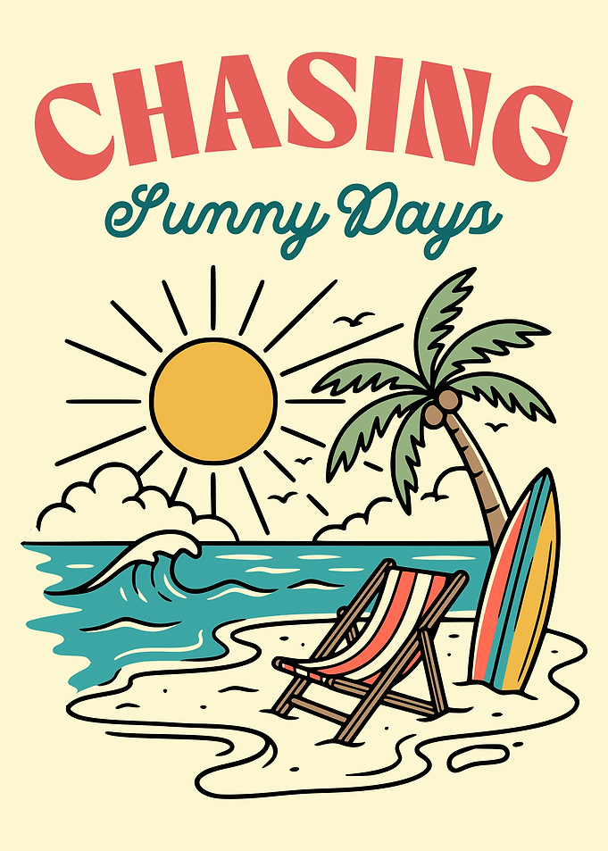 Chasing Sunny Days Beach Illustration