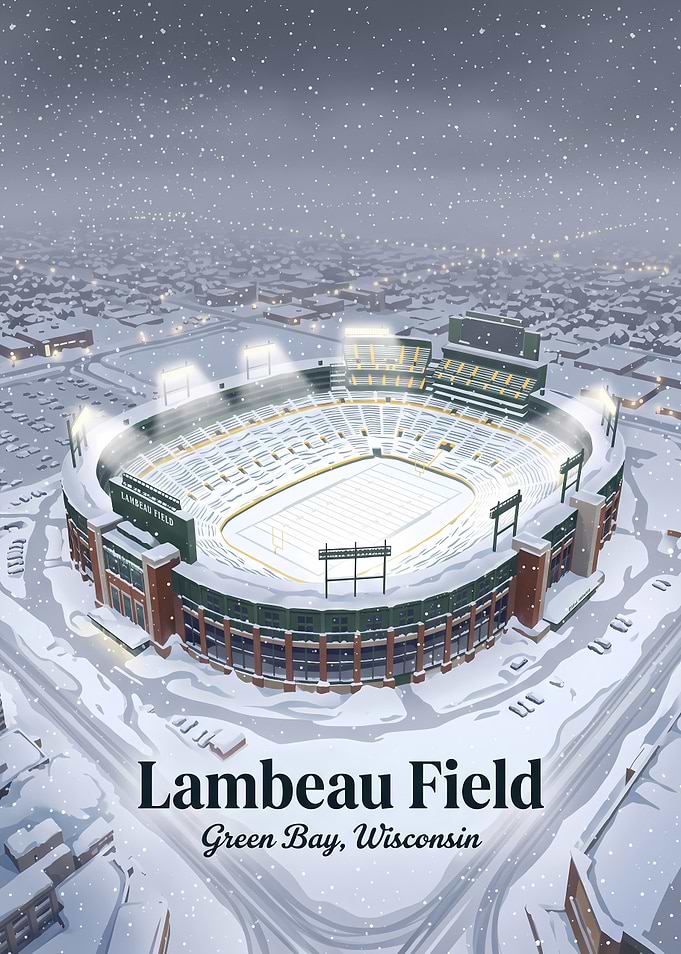 Lambeau Field Winter Stadium Poster