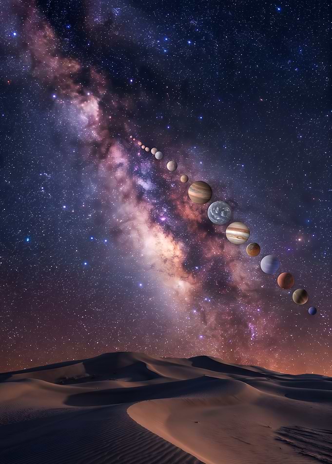 Planetary Alignment Over Desert Dunes