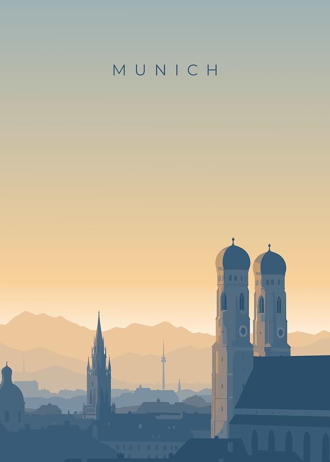 Munich Germany | Minimal Vintage Travel Poster