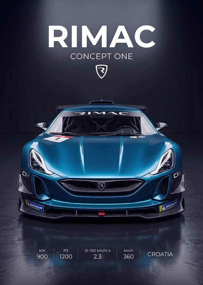 Rimac Concept One Electric Supercar Poster