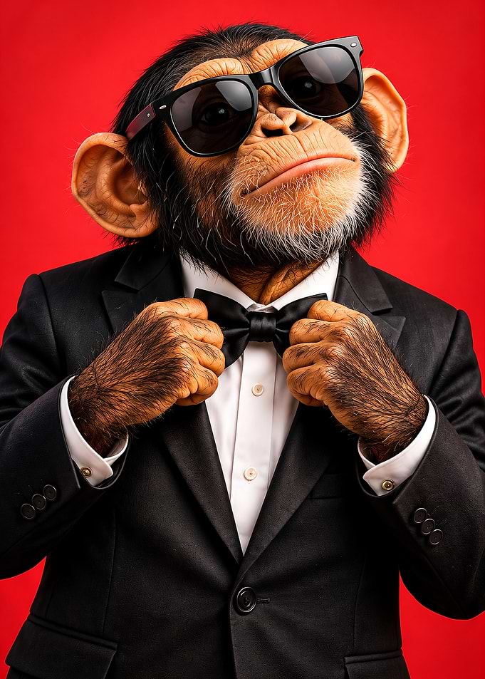 Dapper Chimpanzee in Tuxedo