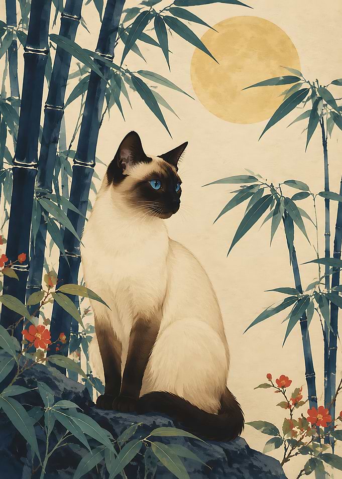 Siamese Cat in Bamboo Forest