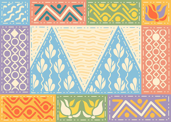 Geometric Patchwork Art Pattern Collage