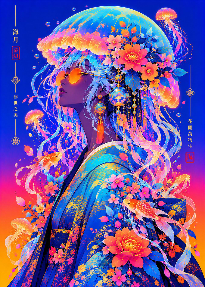 Neon Jellyfish Kimono