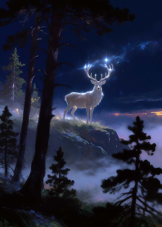 Glowing Celestial Stag in Forest