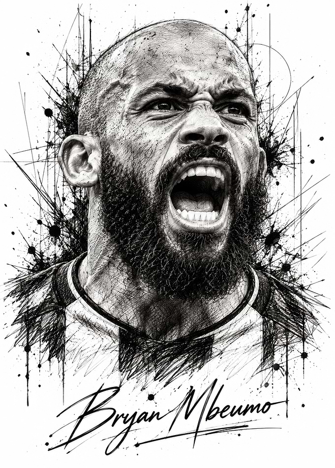 Bryan Mbeumo Intense Portrait Sketch