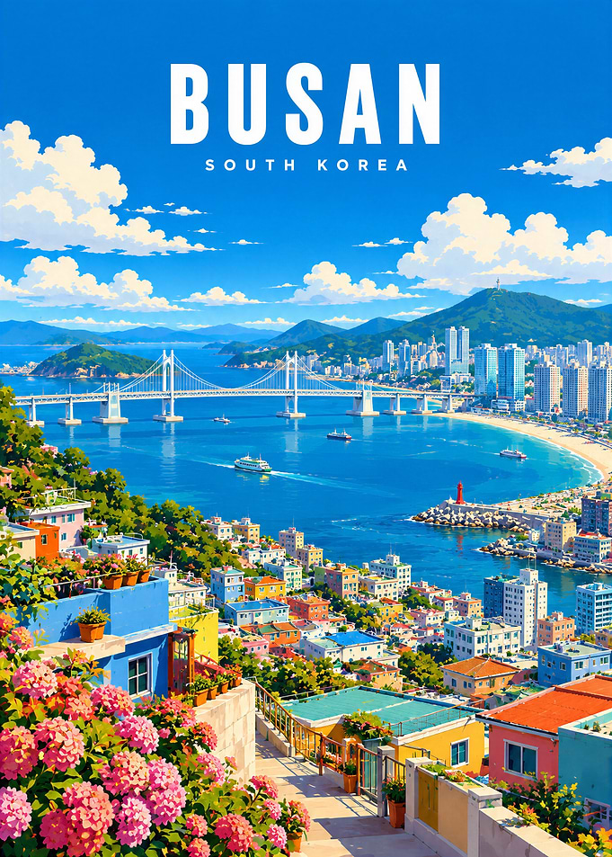Busan South Korea Travel Poster