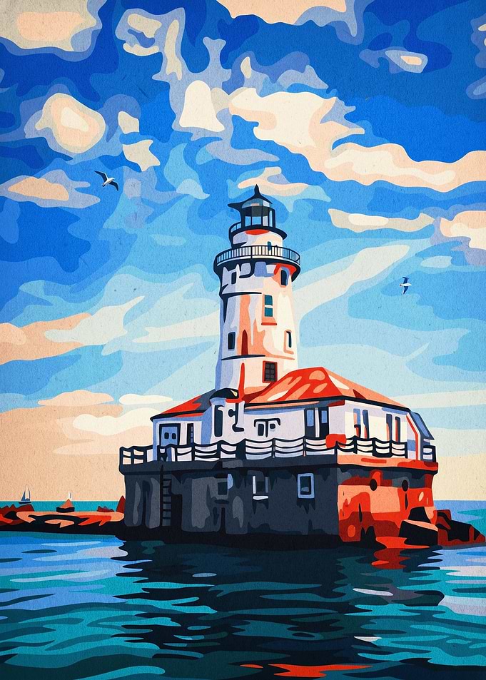Lighthouse Coastal Retro Art Poster