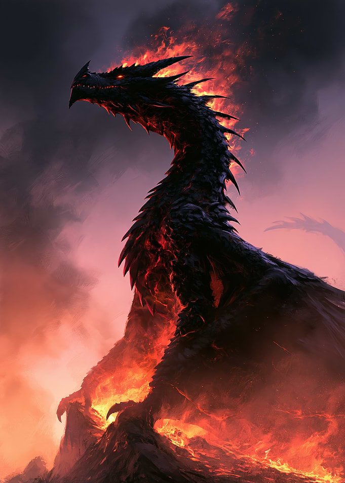Majestic Black Fire Dragon