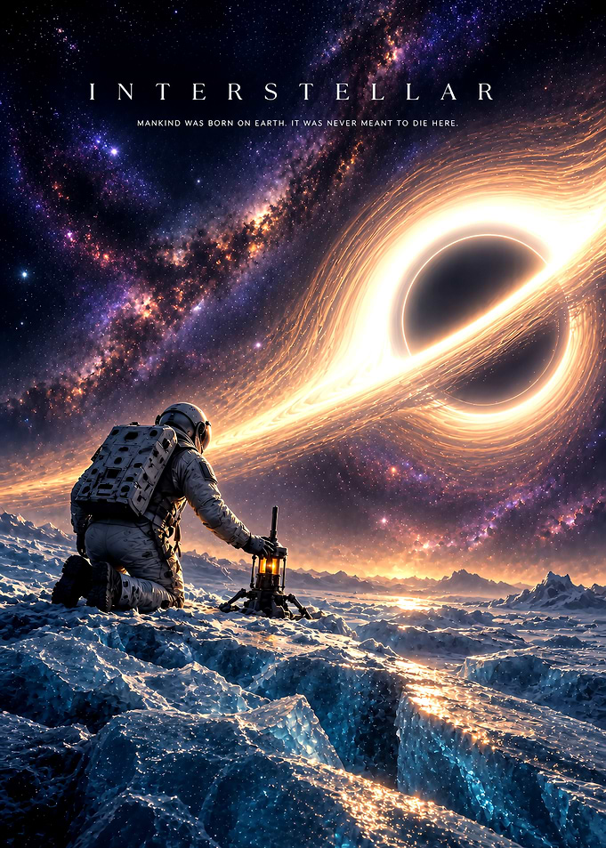 Interstellar Movie Poster Astronaut Black Hole