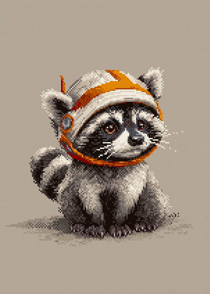 Pixel Art Astronaut Raccoon