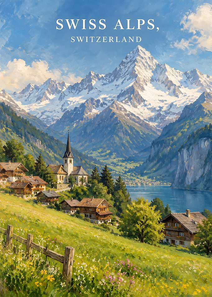 Swiss Alps Landscape Painting