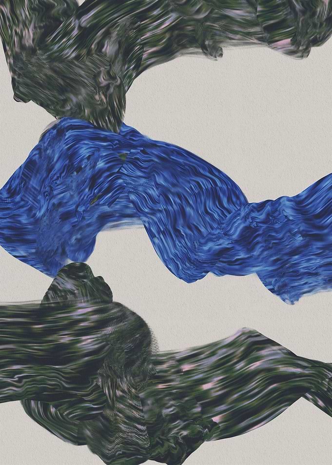 Abstract Fluid Brushstrokes in Blue and Green
