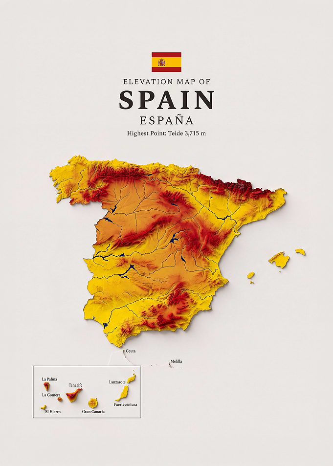 Elevation Map of Spain