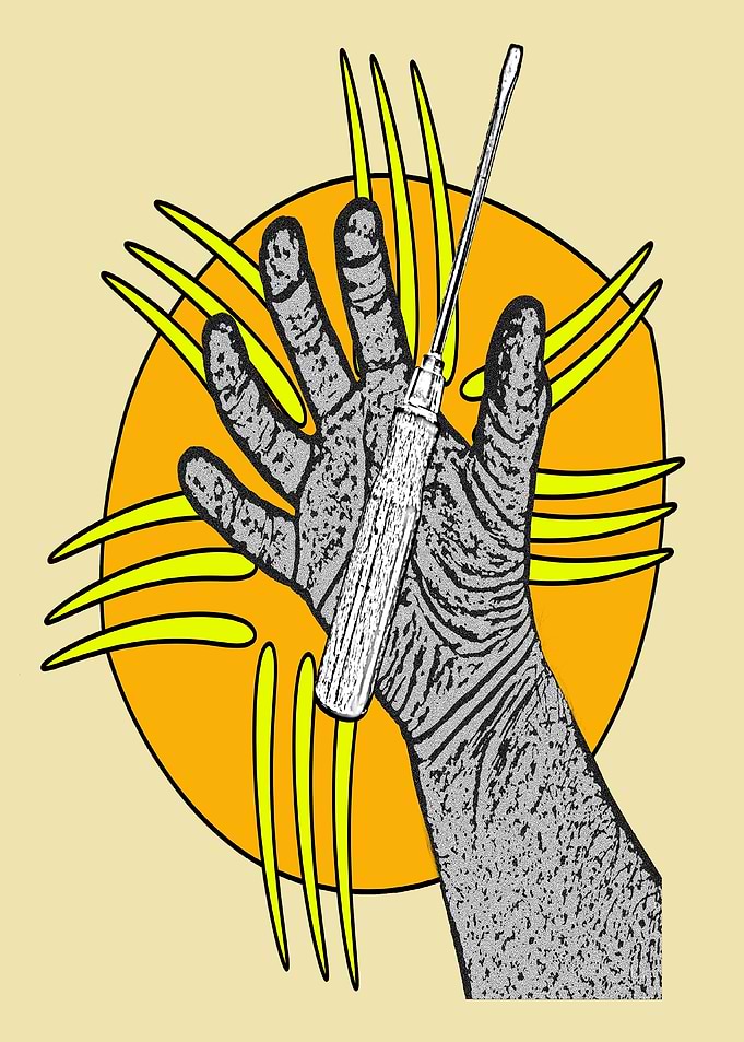 Hand Holding Screwdriver Graphic Art