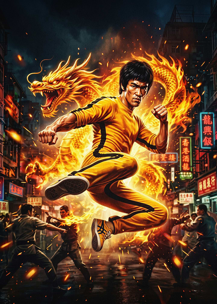 Martial Arts Dragon Action Poster