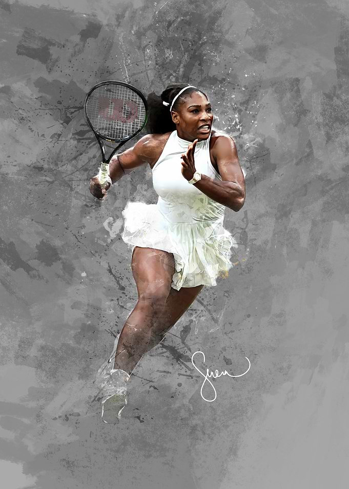 Serena Williams Tennis Action Portrait